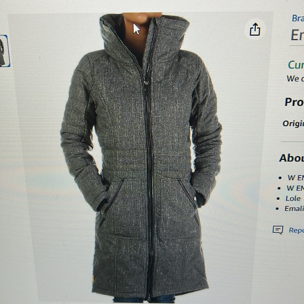 Lole Emalin Charcoal Gray Hooded Parka